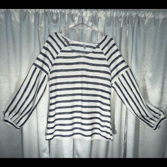 PerSeption Concept Tops - Cream & Navy Striped Top